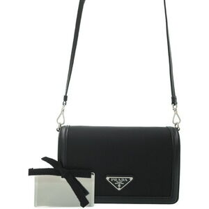 Prada Nylon Leather Shoulder Bag Crossover Flap Black